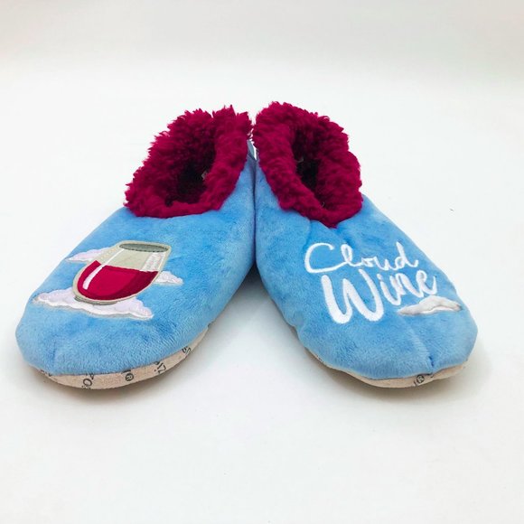 NWT Snoozies Women's Slippers Cloud Wine Light Blue Medium 7/8 - Picture 2 of 6